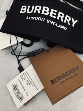 Burberry Black elastic ( back), Logo Arm wallet .